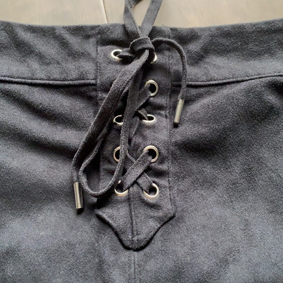 Black Suede Mini Skirt - Picture 2 of 5